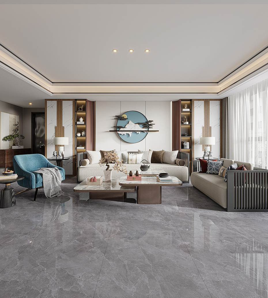 A88058-新中式輕奢客廳地面效果